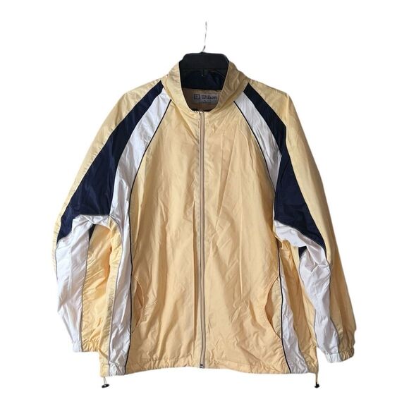 Vintage Wilson Men's Yellow Blue Windbreaker Jacket 90s Full Zip Size XL - Picture 1 of 5